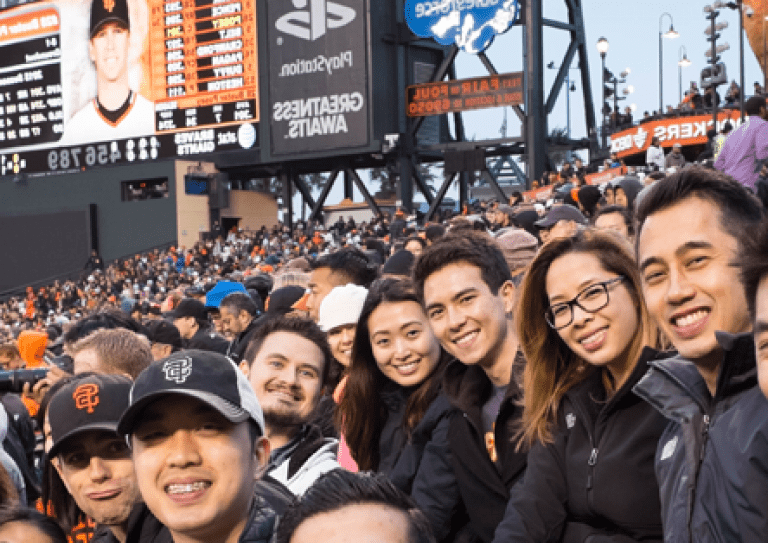 students at a baseball game